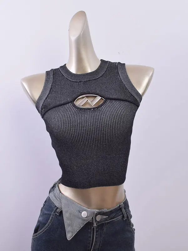 Faionable محبوك ort حزام سترة المرأة الصيف الرجعية مثير الجوف خارج Svel أعلى تخفيف Sle سليم صالح ملابس داخلية