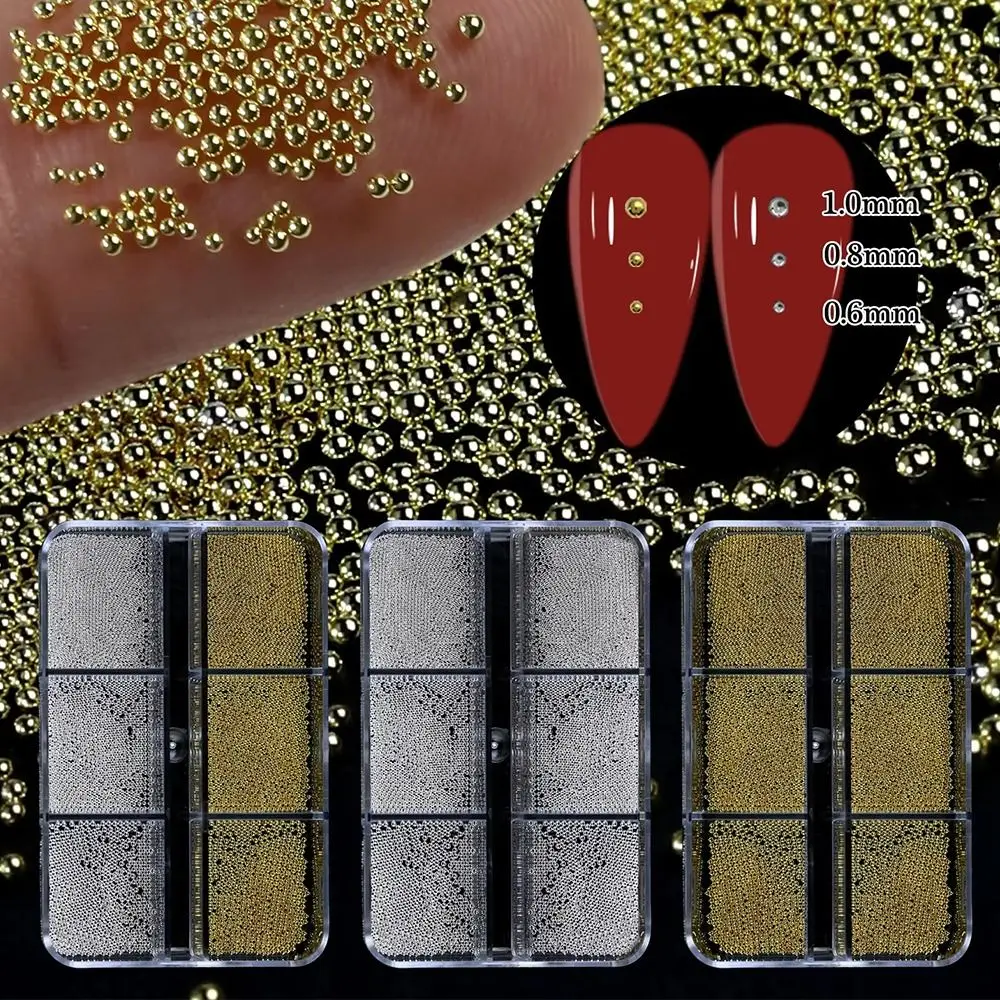 Mini Caviar Beads Caviar Beads Nail Art Decorations Gold Silver Micro Ball Micro Ball Nail Charms Metal Nail Beads