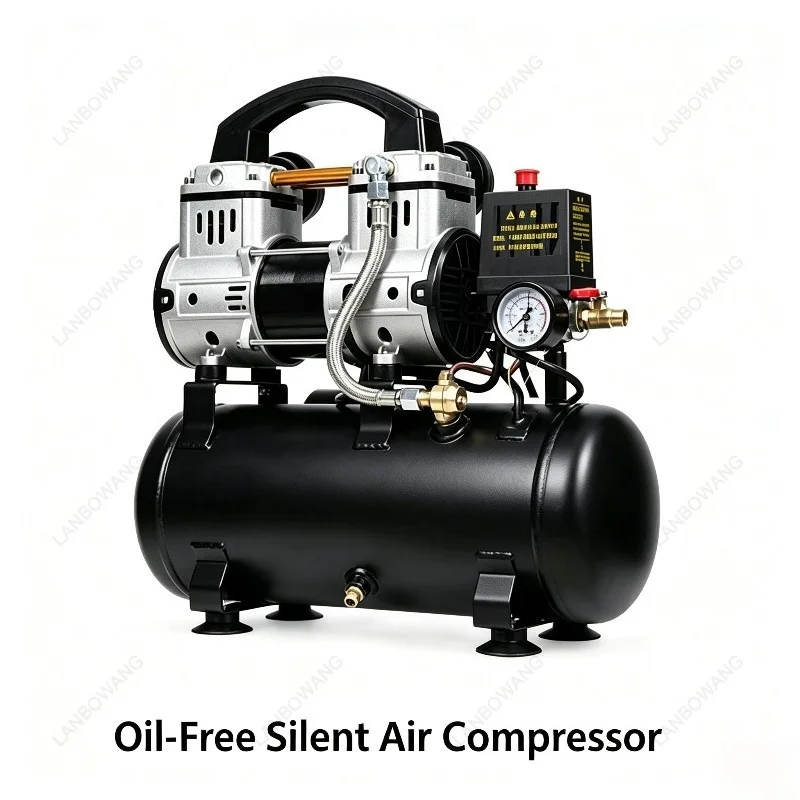 220V 1100W 8L Oil-free Silent Air Compressor, Portable High Pressure Low Noise Air Pump for Pneumatic Tools