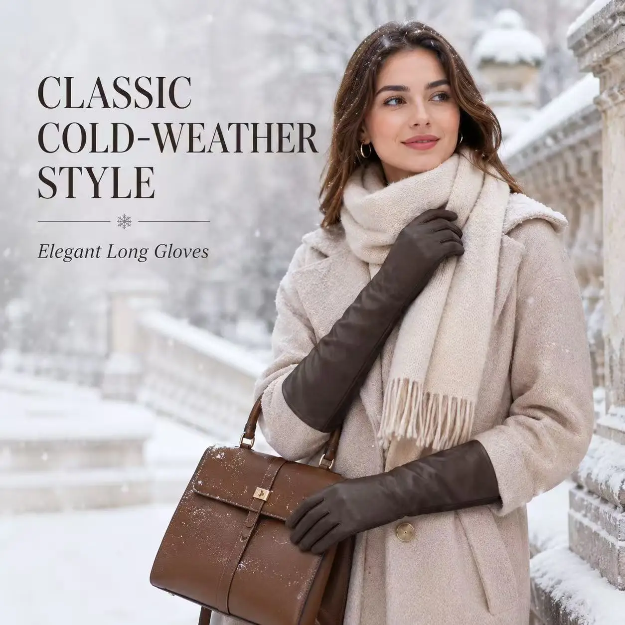 Women Extra Long Five Fingers Gloves, Fashion Runway Style Ladies Winter Gloves For Party Photoshoot Daily Outfit