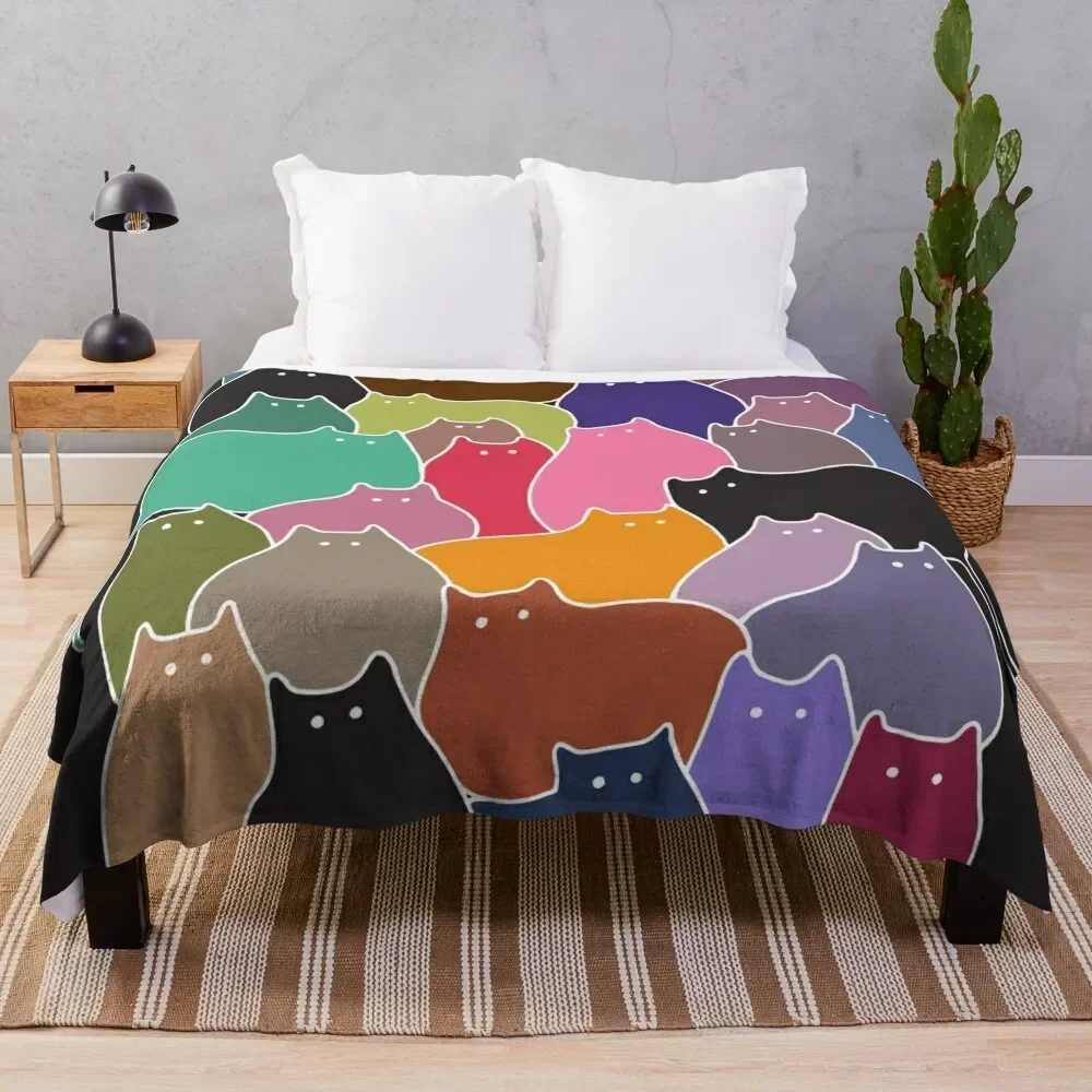 

Colorful Patchwork Cats Throw Blanket Lightweight Warm Blanket for Indoor Outdoor Use