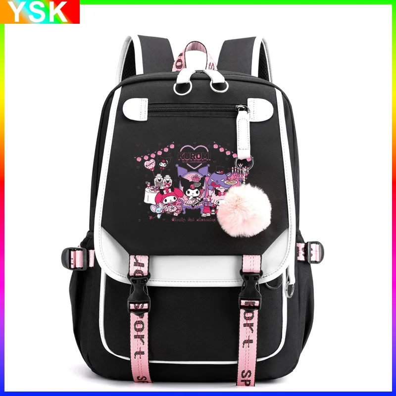 MINISO Kuromi Schoolbag Junior High School Female Korean Version Large-capacity Casual Backpack Primary School Students Backpack