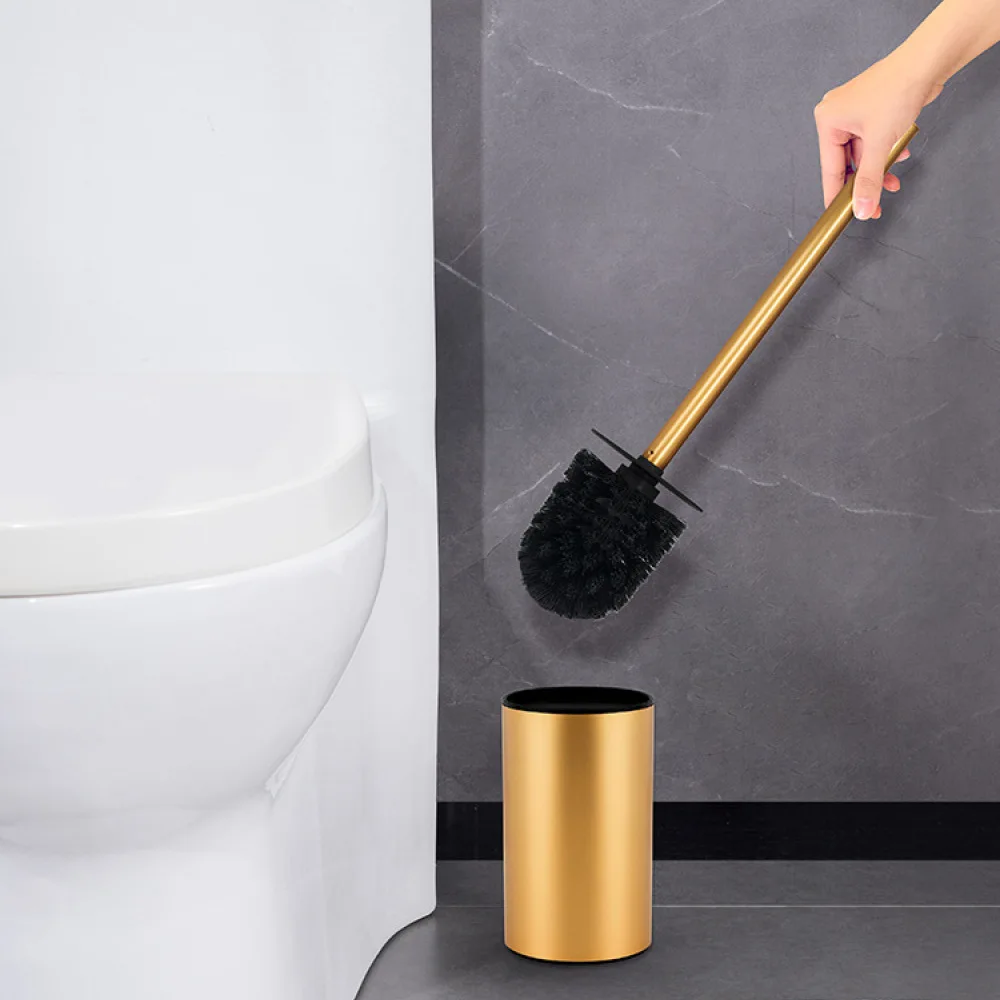 Industrial Stainless Steel Toilet Bowl Cleaning Tool With Storage Base Long Handle Scrubbing Bristle Home Bathroom Supply