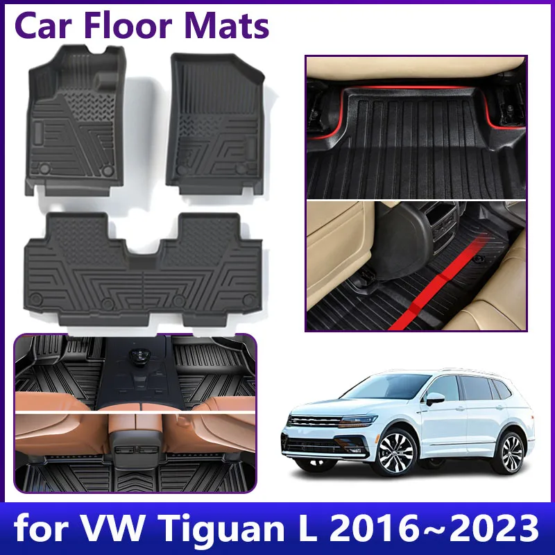 

Для Volkswagen VW Tiguan L Allspace MK2 2016 ~ 2023 2017 2018 2019 Автомобильный напольный коврик из ТПЭ Кожаный коврик для ног LHD Коврик Коврик Подушка