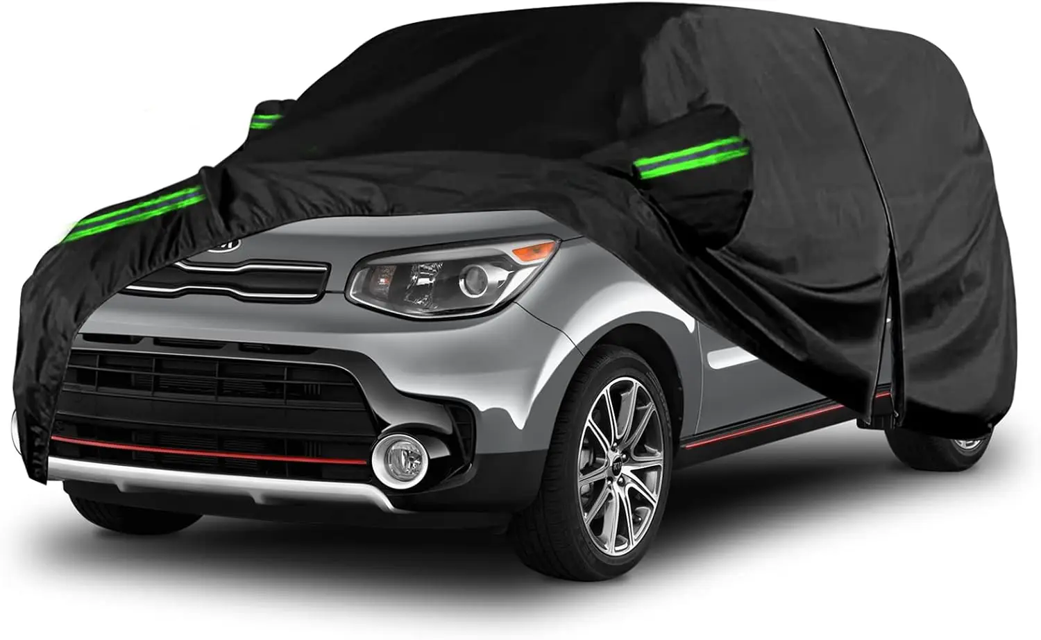 

Waterproof 6-Layer All-Weather Custom Car Cover with Zipper Door & Windproof Bands for Snow Rain Dust Protection