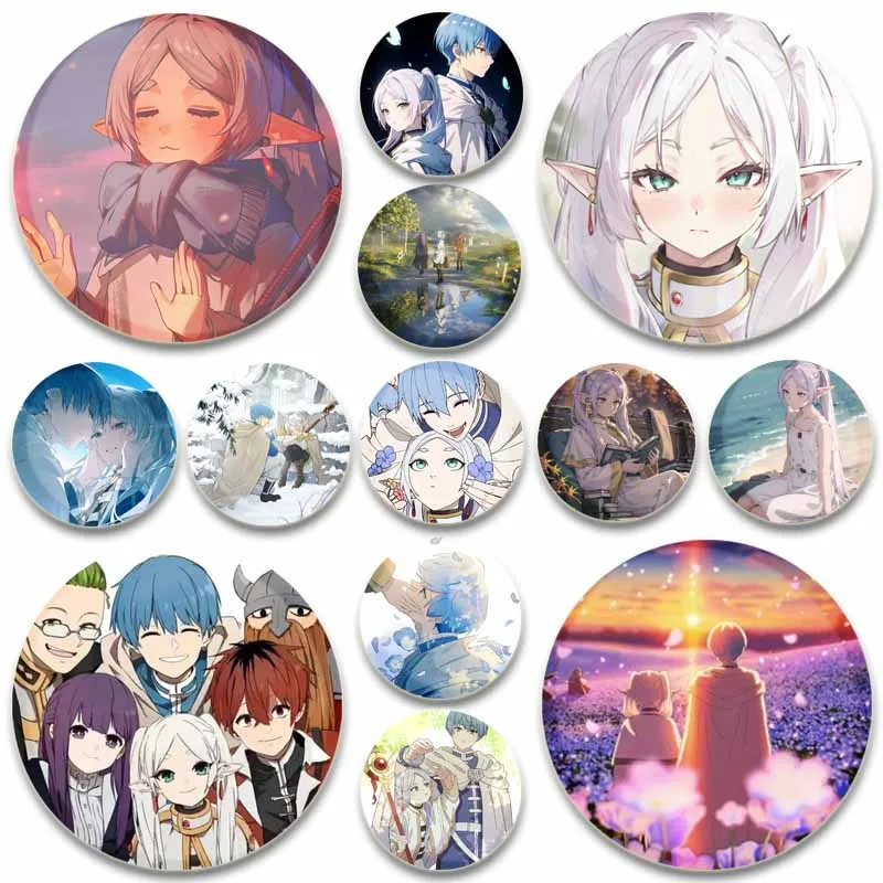Anime Frieren au-delà du voyage fin bouton broches dessin animé Badge rond bricolage broches créatives pour sac à dos bijoux accessoires cadeaux