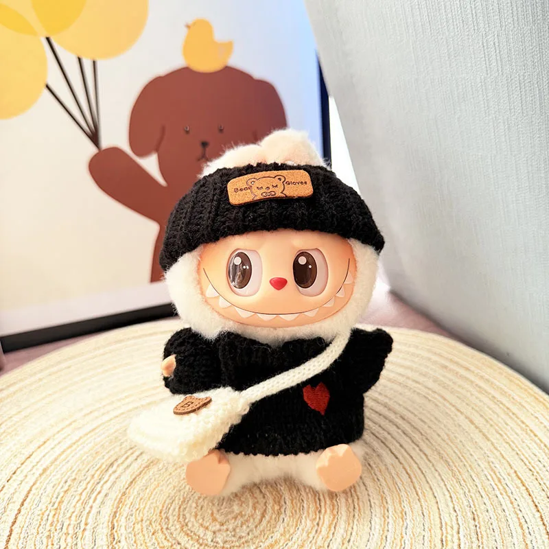 Labubu 인형 옷 수영복 귀여운 상어 슬리퍼 15-17Cm 봉제 인형 안경 밀짚 모자, labubu 액세서리 휴일 선물
