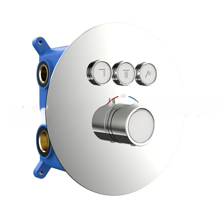 

2 Way 3 Way Shower Mixer Valve Kit Modern Push-Button Concealed Brass Thermostatic Shower Diverter Valve