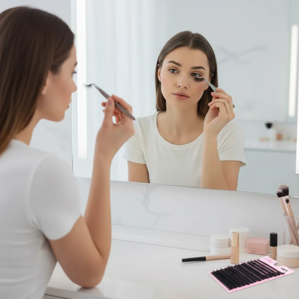 Professionelle 60D 140 Cluster Segmentierte Falsche Wimpern C-Curl Einzelne Wimpernverlängerungen Heißschmelz-DIY-Volumen-Wimpernset für den Salon