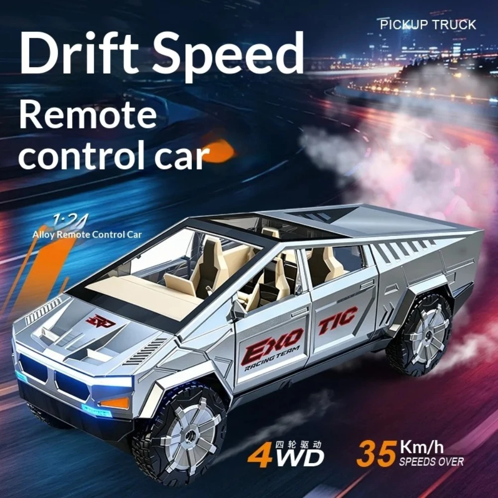 1:24 Alloy Off Road RC Pickup Truck Drifting Remote Control Toy Car Boy Racing Vehicle Birthday Present Home Decor Model