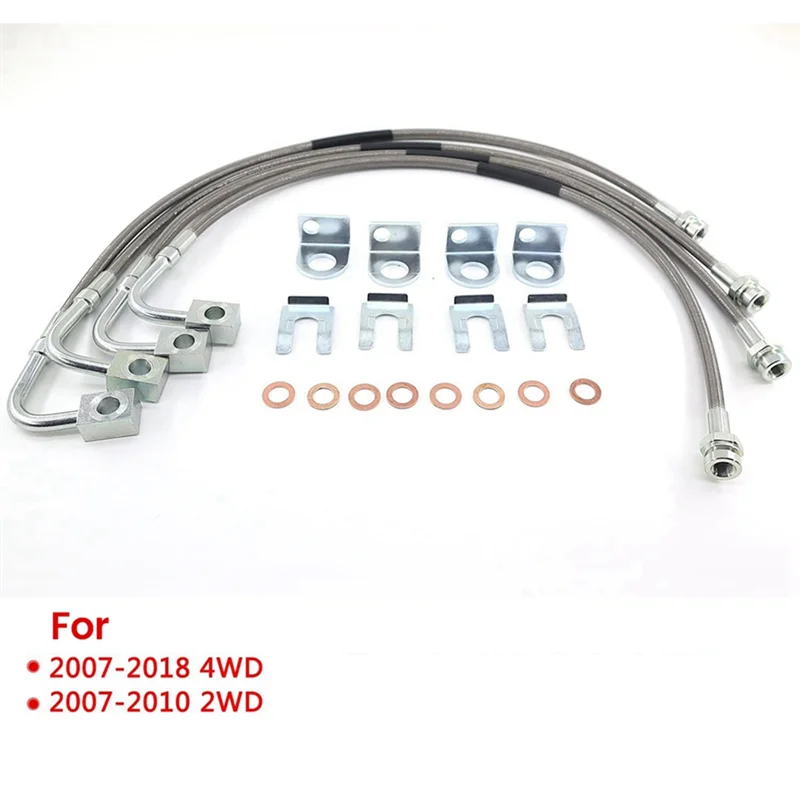 

H5-Front & Rear SS Braided Brake Lines For Jeep JK Wrangler 4Inch-6Inch Lift 89716 2007-2018