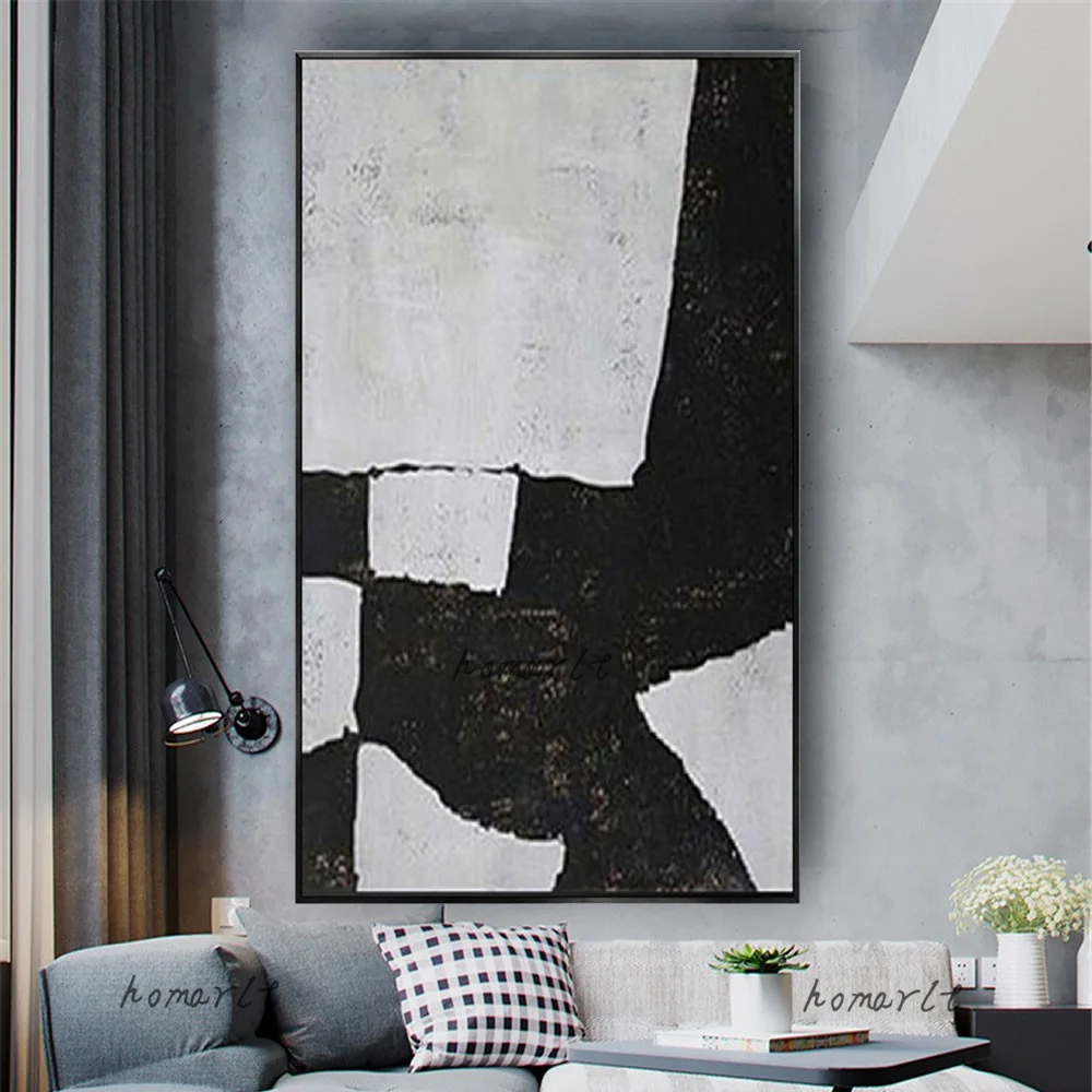 1 pieza de pintura abstracta sin marco sobre lienzo, imagen artística de pared en blanco y negro, decoración para sala de estar, dormitorio, restaurante, porche H
