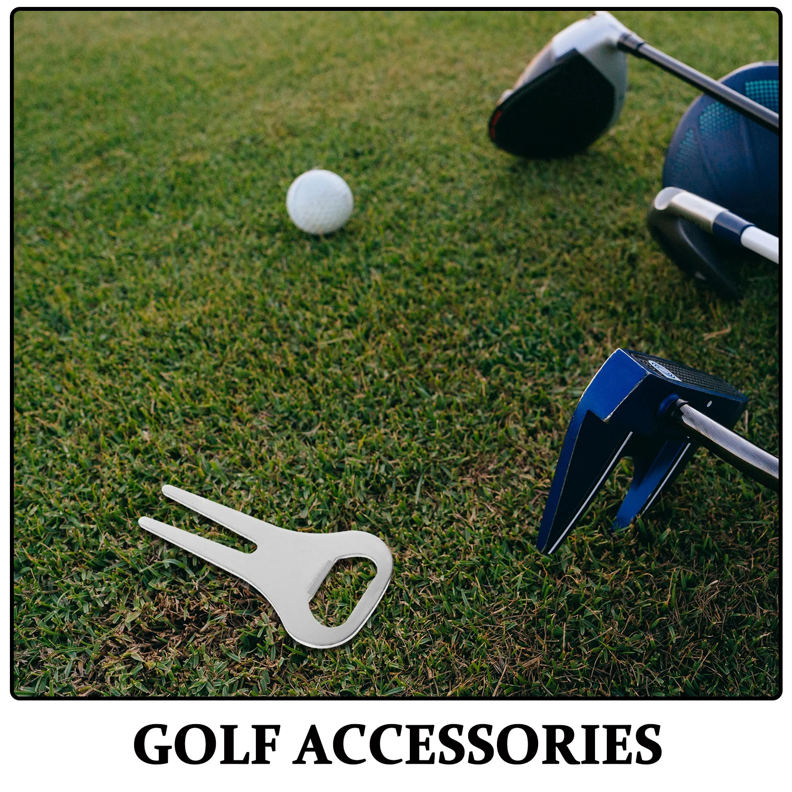 1Pair Zinc Alloy Golf Divot Tool Green Fork Bottle Opener Ergonomic Design Turf Repair Fork Golf Accessories Essential
