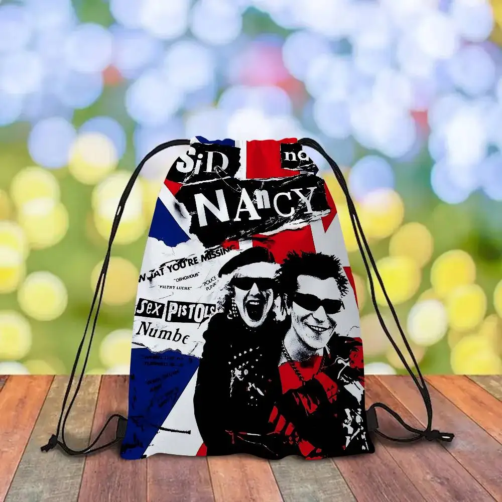 Plecak ze sznurkiem z nadrukiem zespołu rockowego S-Sex P-Pistols, przenośna torba do przechowywania na plażę, do ćwiczeń, na sport i różne drobiazgi, torba materiałowa.