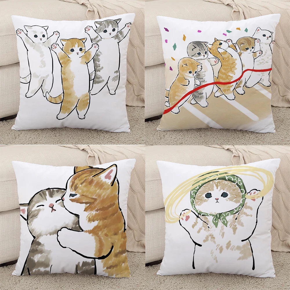 

Short Plush Pillowcase Cushion Cute Cat Bed Decoration Home Car Sofa Body