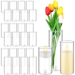Glass Cylinder Vases 4 6 8 Inch Tall Clear Flower Vase Hurricane Floating Candle Holder for Table Centerpiece Wedding Home Decor
