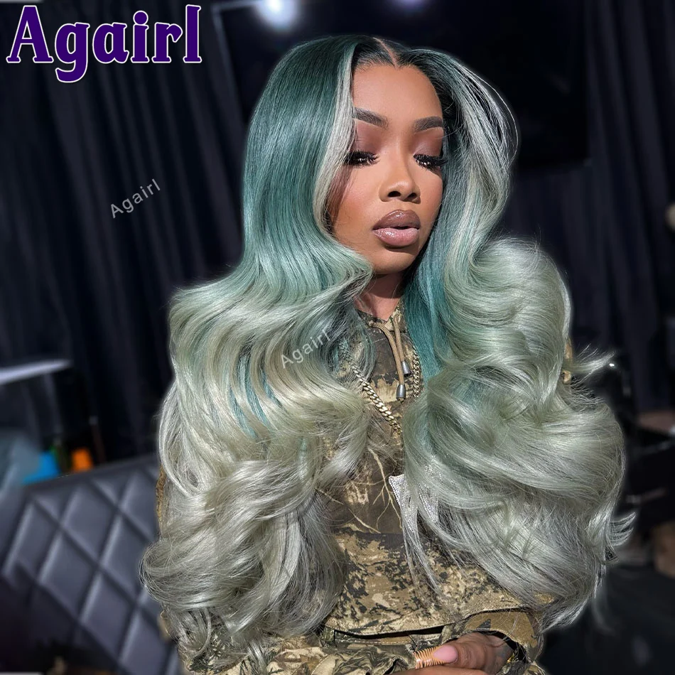 

Ombre 613 Sky Blue Transparent Lace Frontal Body Wave Wigs 200% Density Brazilian 13x4 13x6 Lace Front Human Hair Wigs For Women