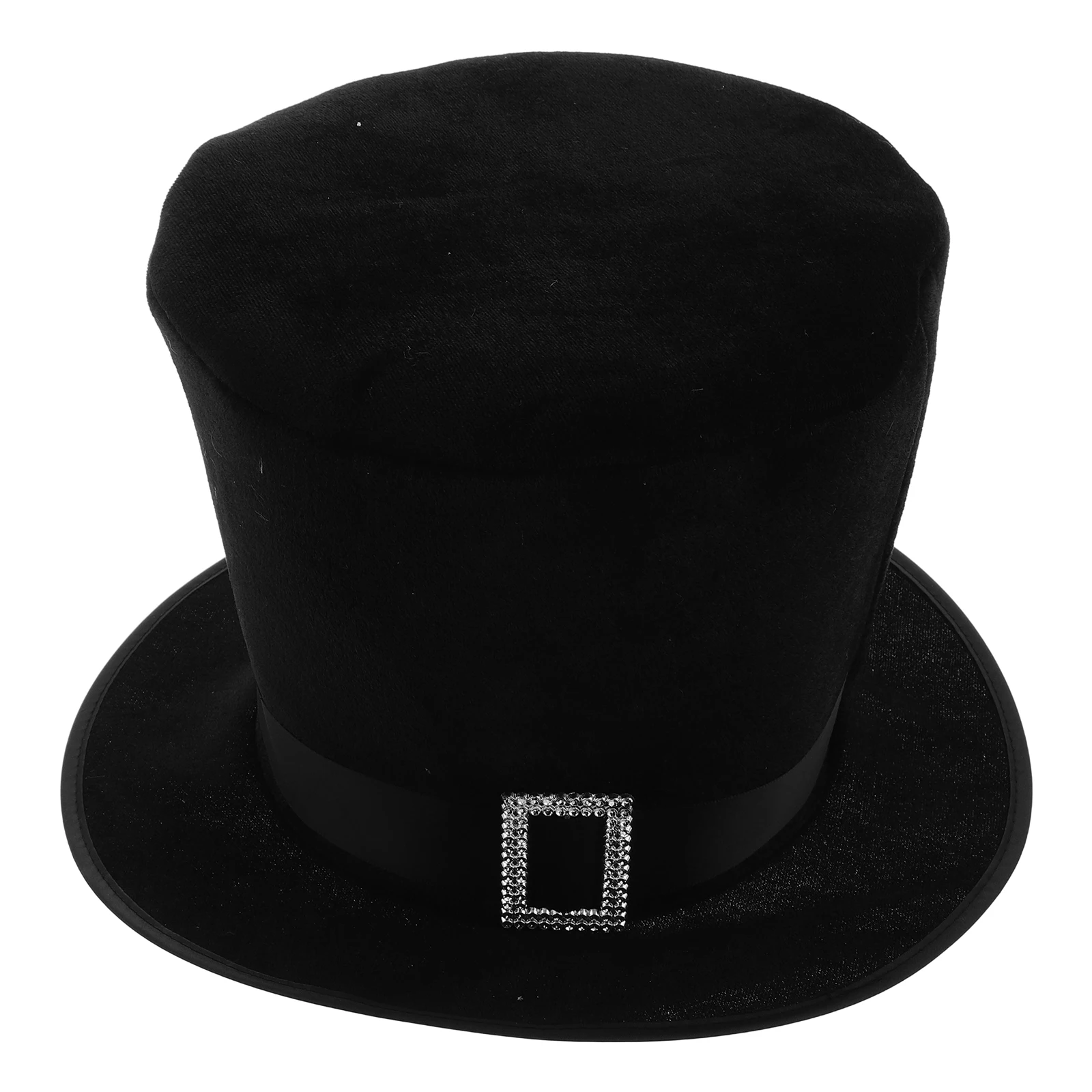 

Black Top Hat With Buckle Soft Material Large Size Comfortable Fit For Stage Performance Dress-Up Costume Party Cosplay