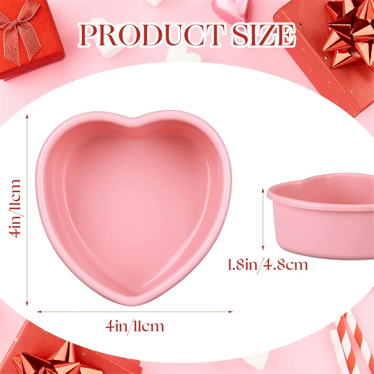 12 Pcs Heart Shaped Cake Pans Pink Silicone Mini Heart Cake Pan for Valentine's Day Birthday Cupcake Muffin Tool(4Inch)