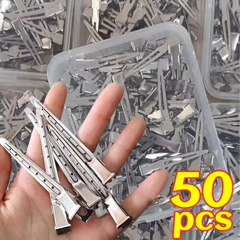 

100pcs Hair Care Clips Stainless Steel Hairdressing Sectioning Clips Clamps for Hairdressing Barber Hair Cut Use Styling Tools