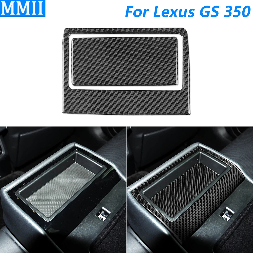 

For Lexus GS 350 2012-2020 Real Carbon Fiber Rear Storage Box Panel Decorative Cover Car Accessories Interior Decoration Sticker