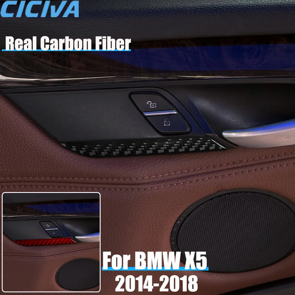 

Real Carbon Fiber Car Accessories Door Handle Strips Decorative Trim Cover Soft Sticker For BMW X5 F15 2014 2015 2016 2017 2018