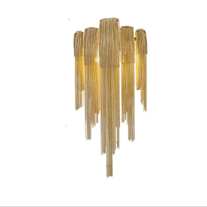 Imagem -05 - Postmodern Tassel Aluminum Chain Wall Light Quarto High-end Lamp Designer Italiano Sala de Estar tv Led Iluminação Decorativa