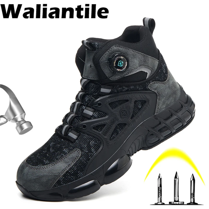 

Waliantile Steel Toe Safety Boots For Men Male Puncture Proof Anti-smashing Industrial Work Shoes Indestructible Working Boots