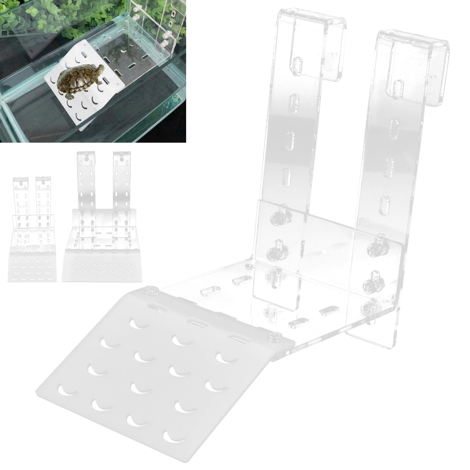 Turtle Basking Platform Large Size Acrylic Transparent Tortoise Resting Terrace for Aquarium Fish Tank Accessories