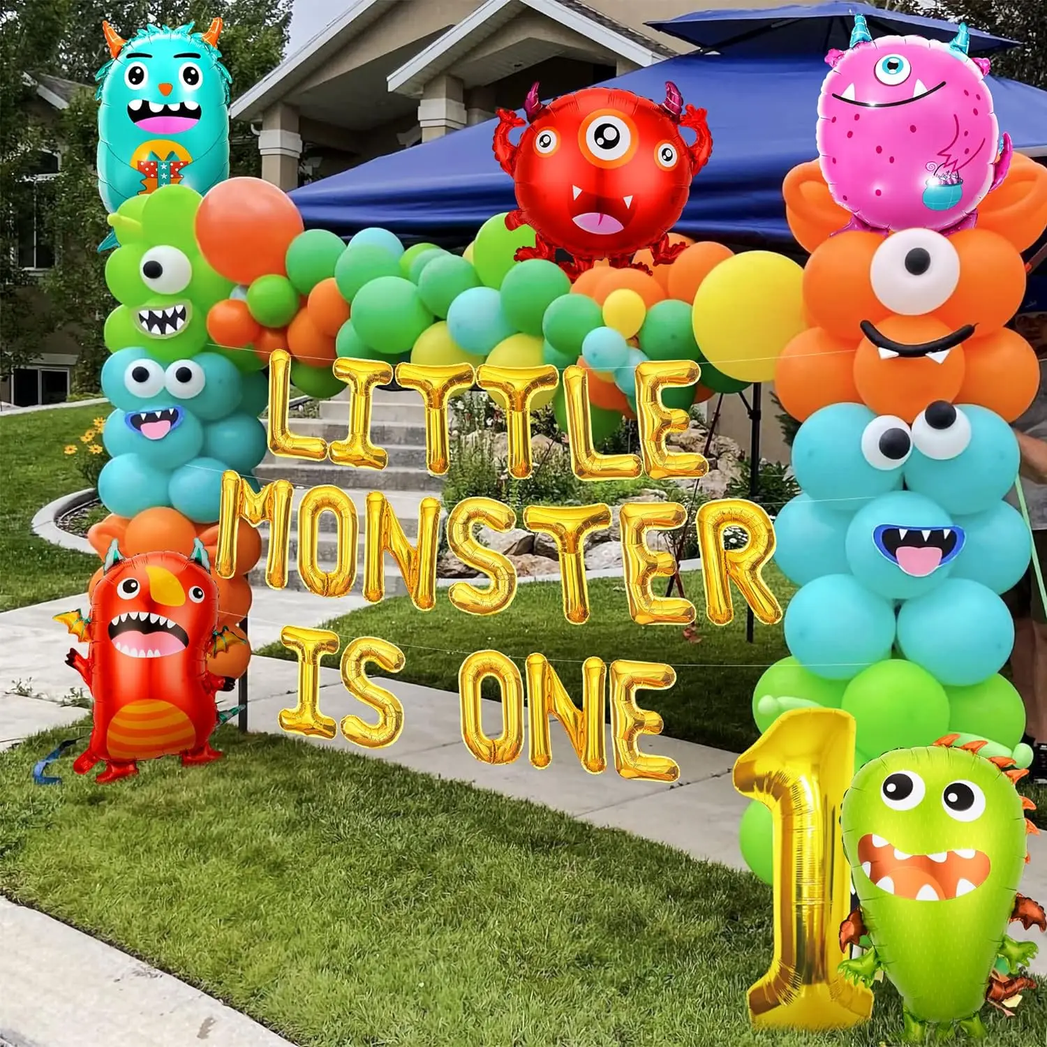5pcs Monster Party Balloon Set Cute Monster Style Theme Birthday Party Aluminum Foil Balloon Set Decoration
