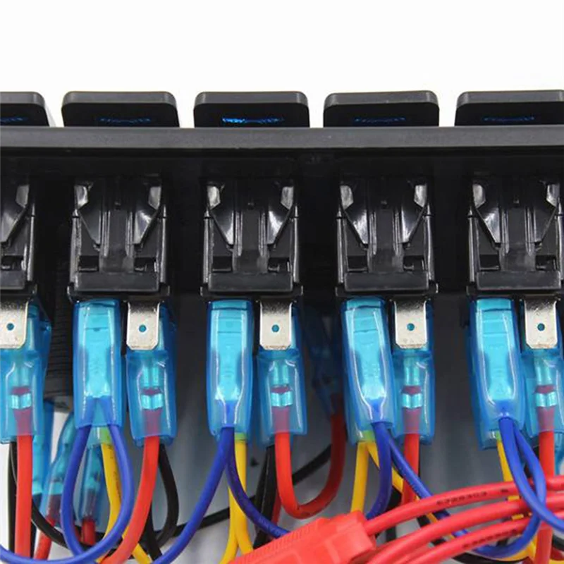 

ABIB -12/24V 6 Buttons Switch Panel With Digital Voltmeter Tester 3.0 USB Chargers Bule Light Boat Power Adapter