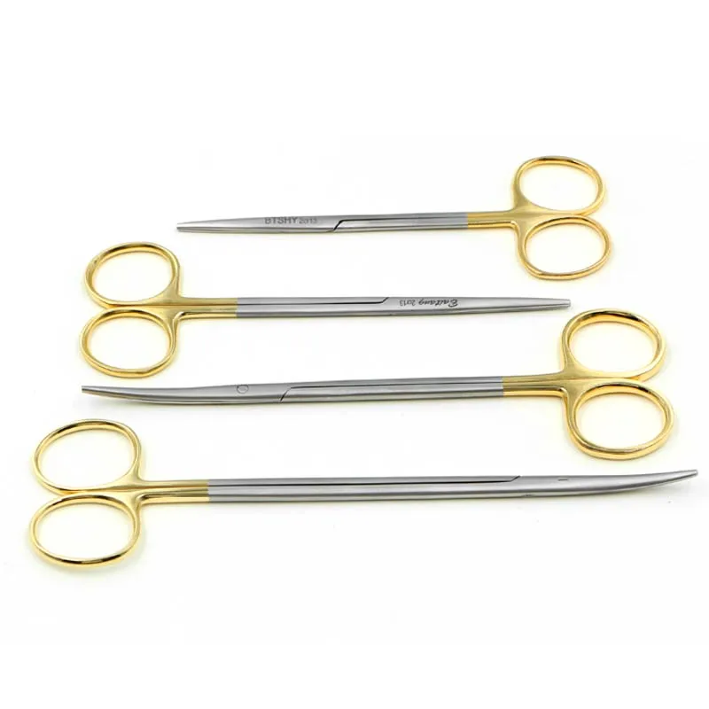 Ophthalmic stainless steel gold handle surgical scissors cosmetic plastic surgery instrument double eyelid tool 12.5/14.16cm