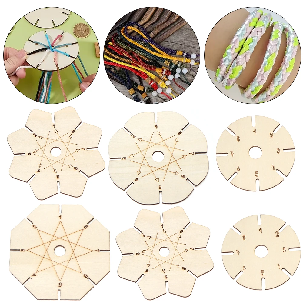 5pcs Round Wooden Bracelet Braiding Rope Plate Knitting Cords Disc Tray For DIY Weaving Jewelry Desgin Board Jewelry Making Tool