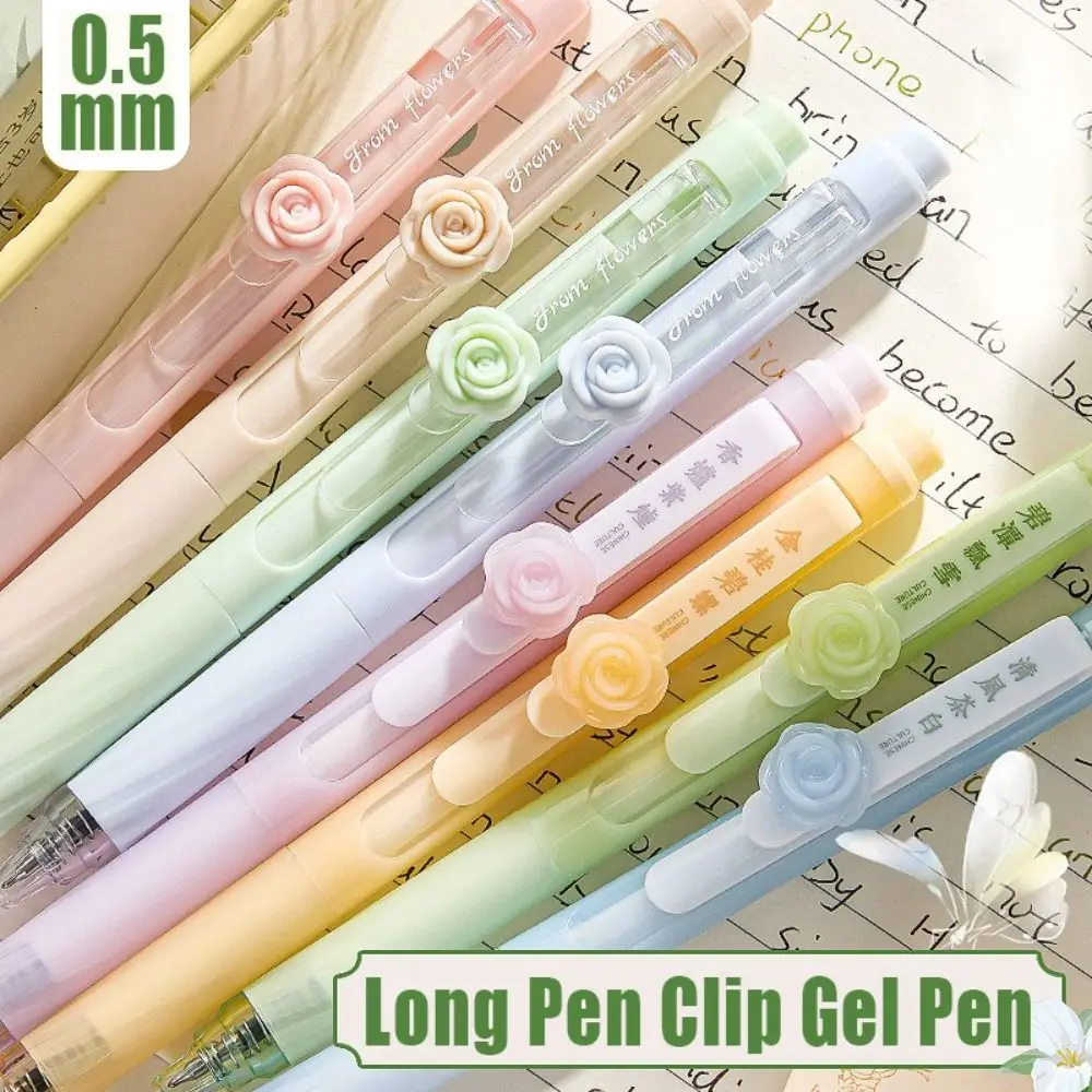 4PCS/Set Simple Soft Grip Ballpoint Pen CS Tip Quick Drying Gel Pen 0.5mm Black Ink Press Type Writing Tool Students