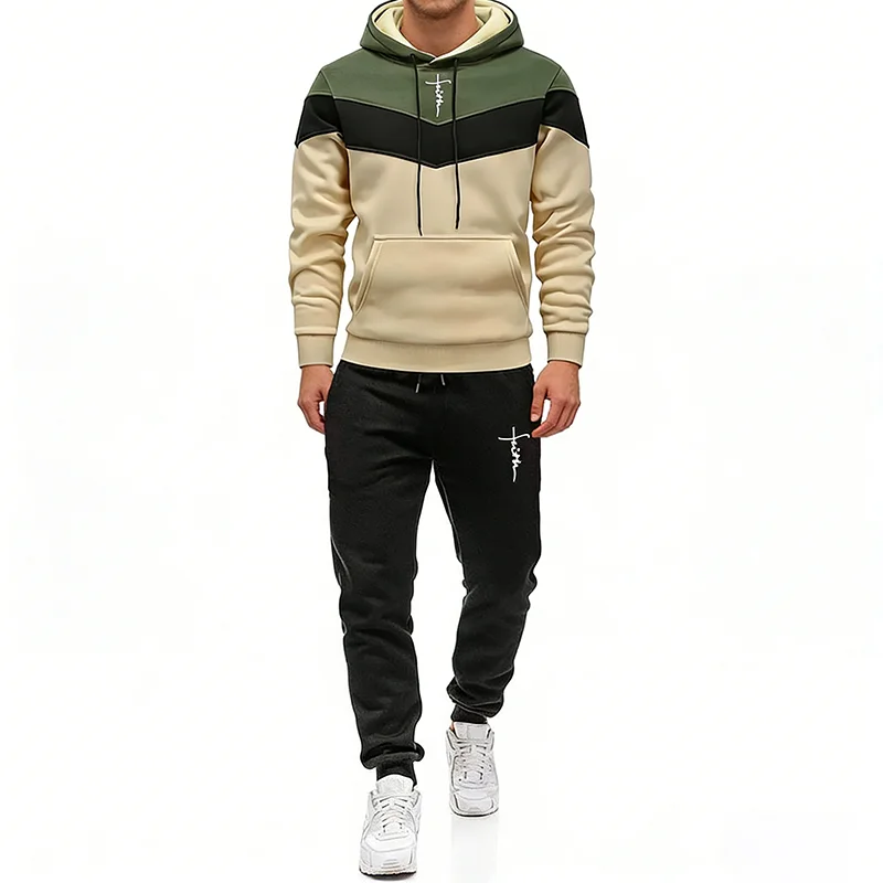 

Comfort Casual Sports Autumn Winter Quality Hot Sale Men Tracksuit Fashion Hoodie Tricolor Single Sweatshirt and Pants Daily Man