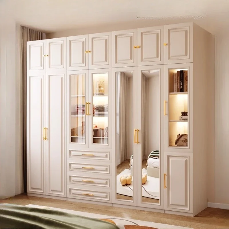 

modern French wardrobes Cream Wind Glass Master home cabinet bedroom wardrobes Open clothing Organizer armario home Furniture