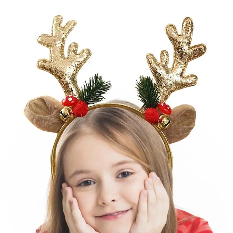 Unisex Reindeer Antler Headband Cosplay Deer Ear Head Hoop Christmas Party Headpiece Festival Headwear