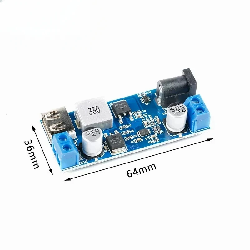 10pcs DC-DC 24V/12V To 5V 5A Step Down Power Supply Buck Converter LM2596S Adjustable USB Step-down Charging Module For Phone