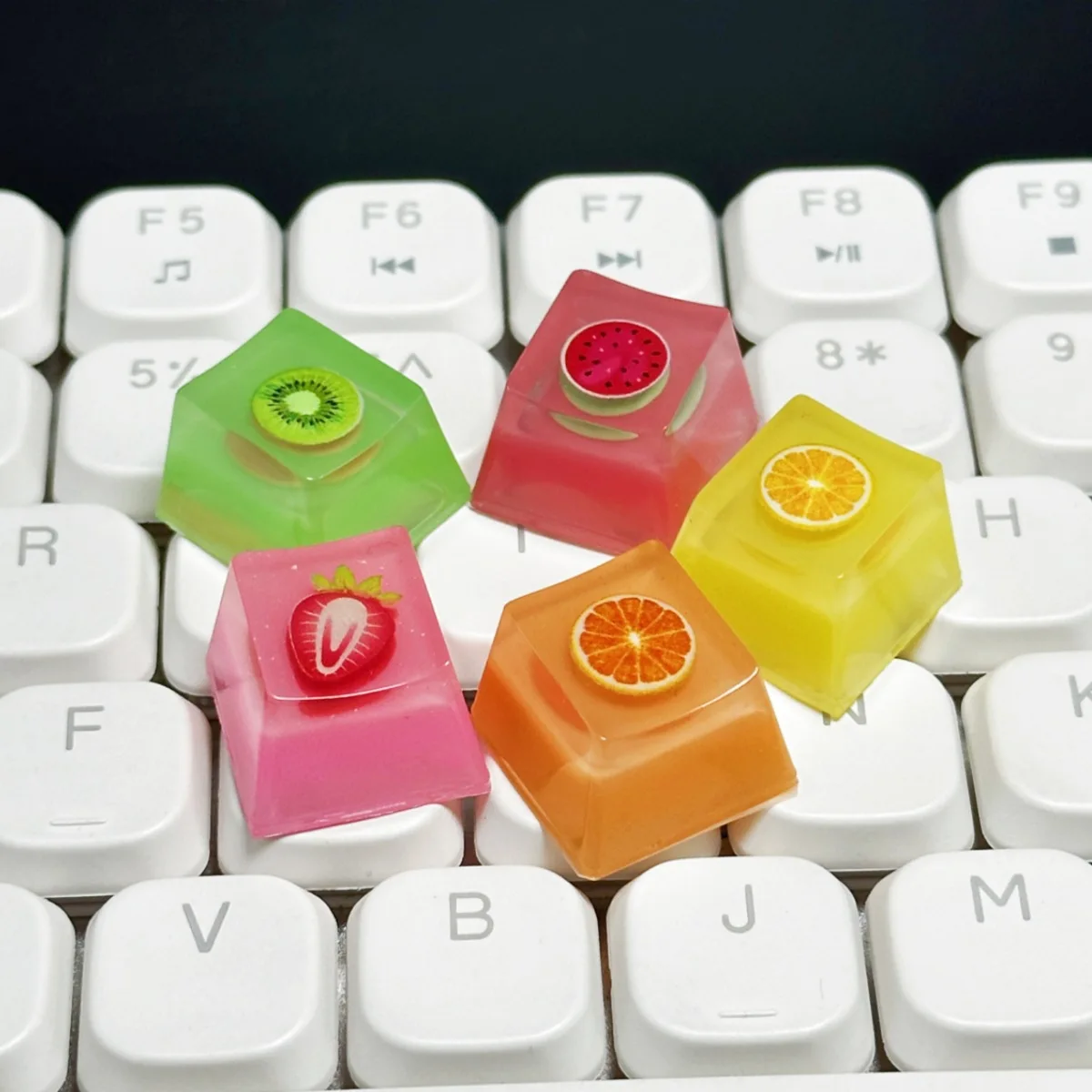 Epoxy Transparent Fruit Strawberry Jelly Pudding Keycaps Cross Mechanical Keyboard Resin Keycaps