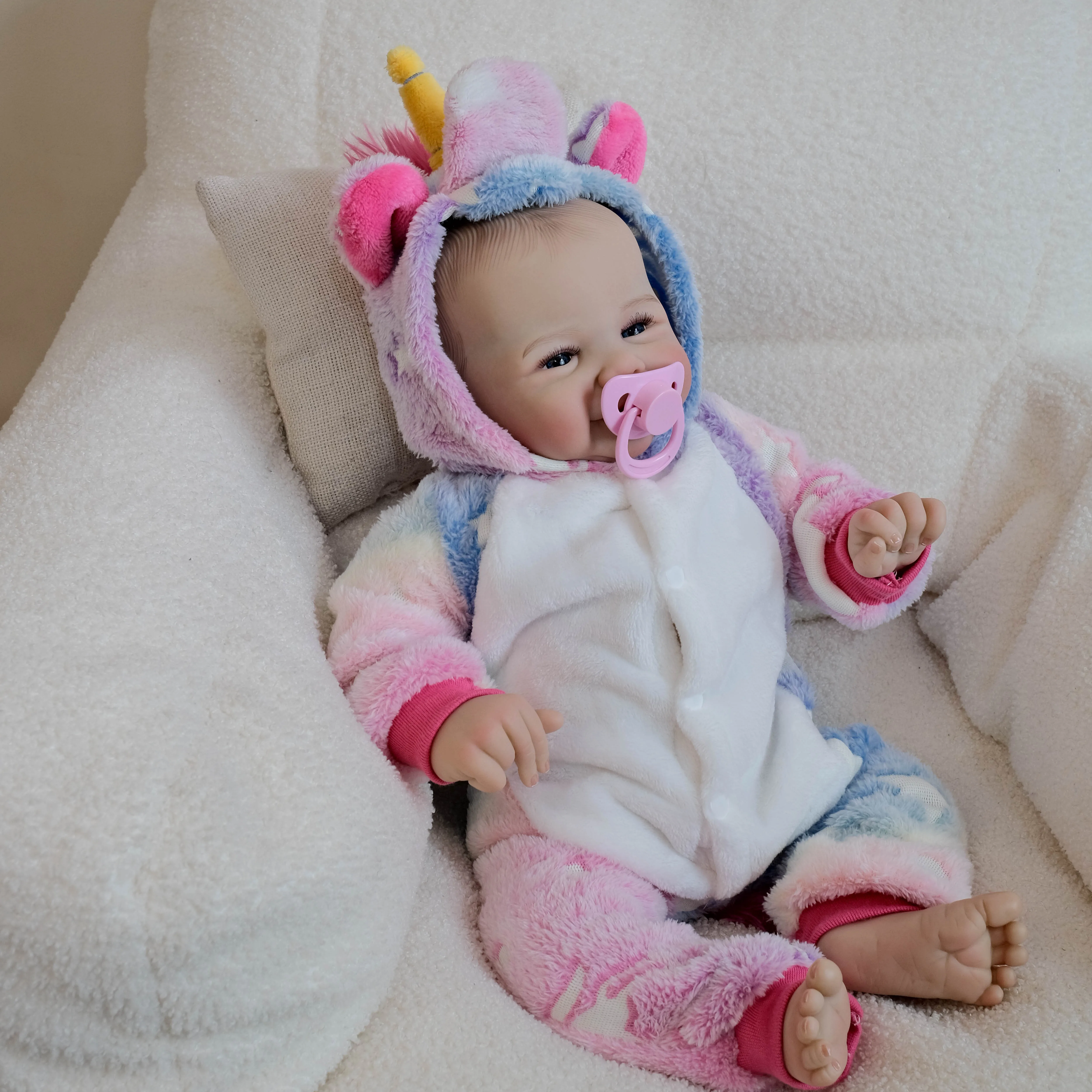 

NPK 19inch Vivienne Full Vinyl Lifelike Baby Doll - 3D Skin Multiple Layers Hand-Painted Hair Touch Vinyl Girl Body