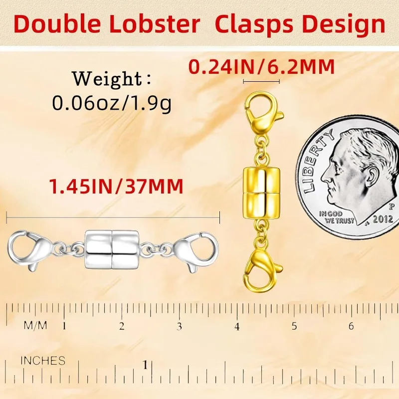 Double Lobster Clasp Magnetic Necklace Clasps and Closures 14K Gold and Silver Magnetic Jewelry Clasps Converters