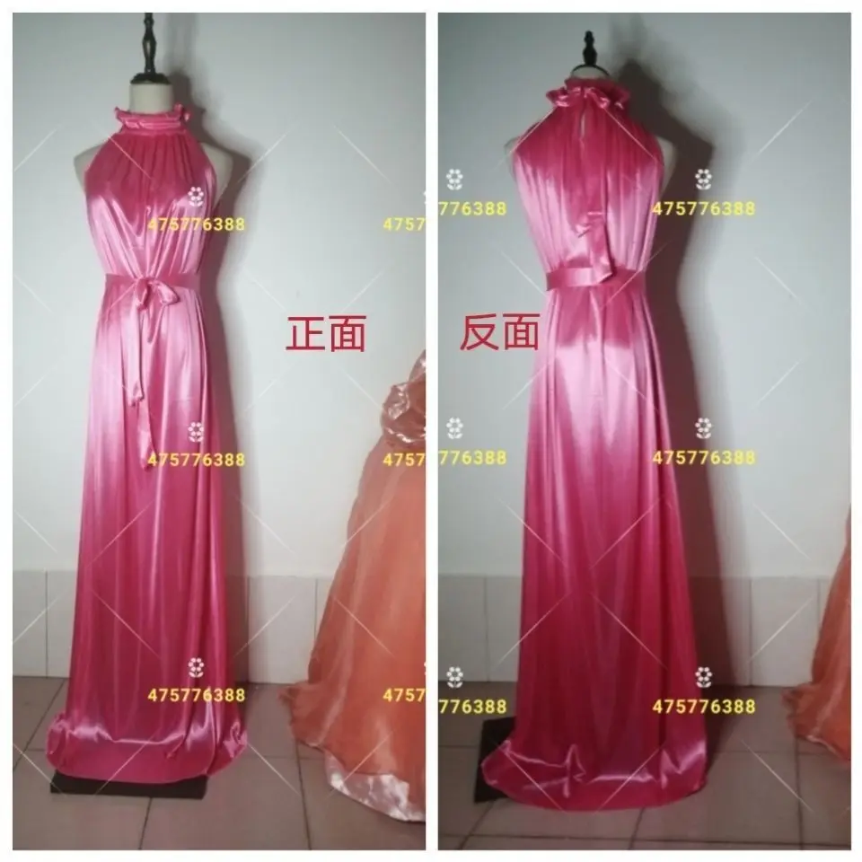 Sexy Women Glossy Satin Long Dress Halter Sleeveless Loose Silk Maxi Dress Sleeping Robe