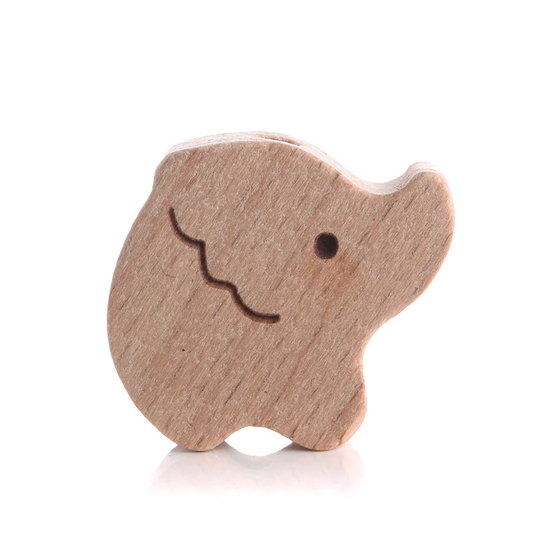 10Pcs Beech Beads Heart Butterfly Rainbow Elephant Flower Animal Wooden Beads for Bbay Chew Teether Beads Pacifier Clips Chain