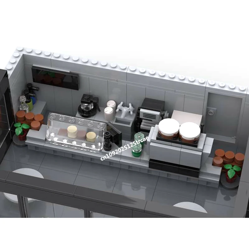 New 569Pcs City Hot Street View Moc Modular Modern Coffee House Model Building Blocks Diy Creative Ideas Kid Toys Birthday Gifts