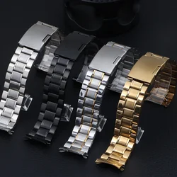 20mm 22mm Universal Stainless Steel Strap for Seiko Wristband Curved End Metal Watch Band for Rolex Men Women Replace Bracelet