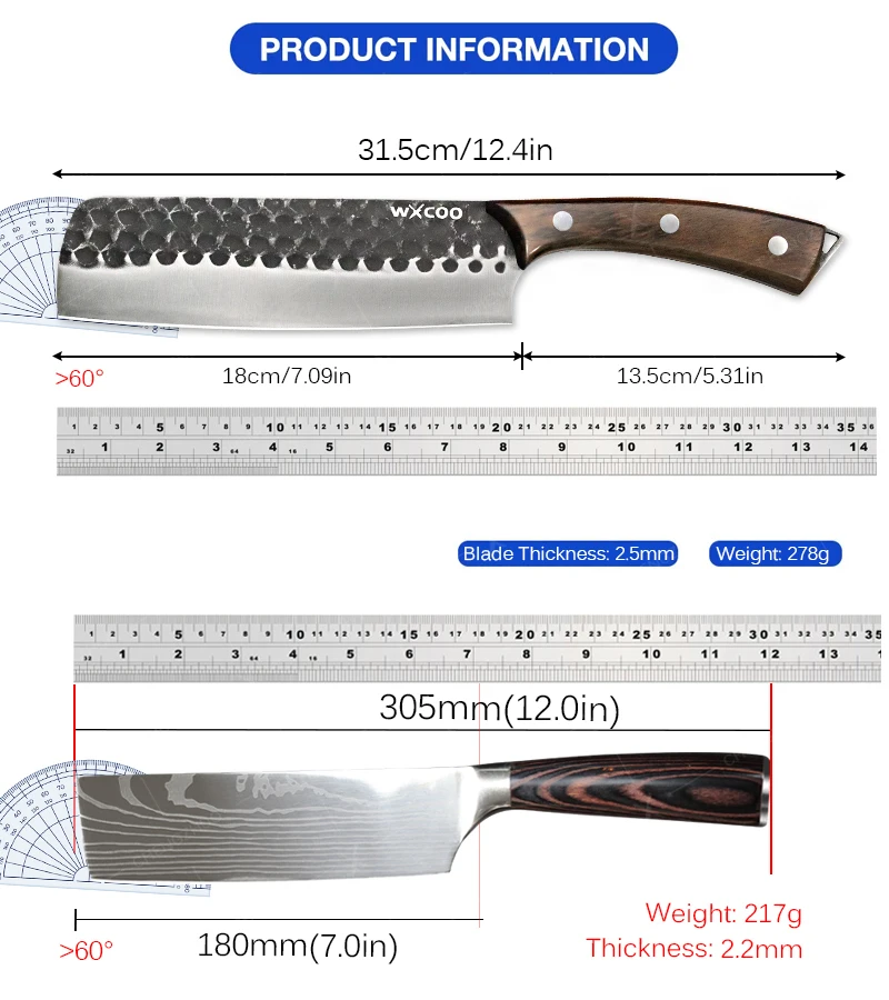 7-inch Japanese Nakiri Knife Stainless Steel Sharp Meat Vegetable Cleaver Professional Chef Knife Handmade Kitchen Knives