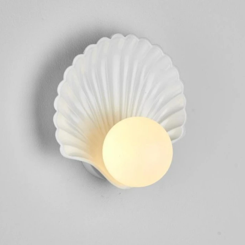 Nordic minimalist shell wall lamps resin bedroom bedside wall light living room corridor modern interior decor lighting fixtures view 6