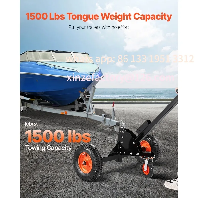 CustomizableMover with 22in-26in Adjustable Height & 15.2 in Tires for Moving Ca VEVOR 1500lbs Tongue Trailer Dolly 2 in 1 Boat
