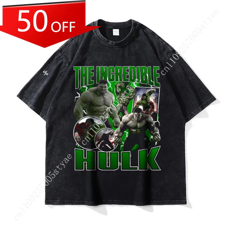 Marvel Hulk, Spider-Man, Deadpool, Iron Man T-shirts - Retro Washed Top