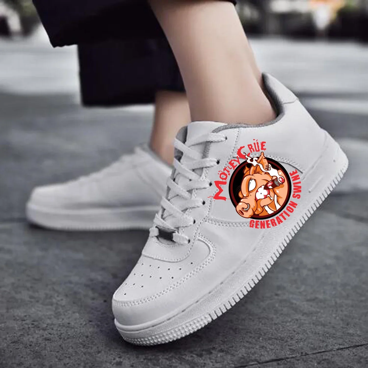 

Band 80S Metal AF Basketball Men Women M-Motley Sports Running High Quality Flats Force Sneakers C-Crue Lace Up Mesh Custom Shoe